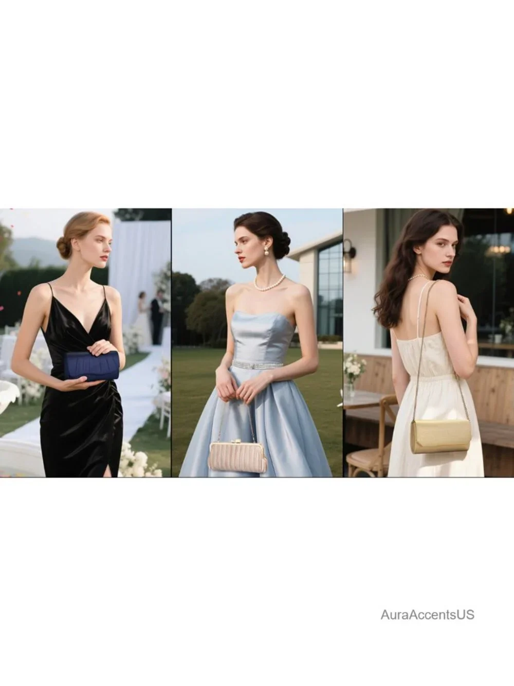 Pleated Satin Evening Clutch, Evening Bag for Prom Party Wedding, Adjustable